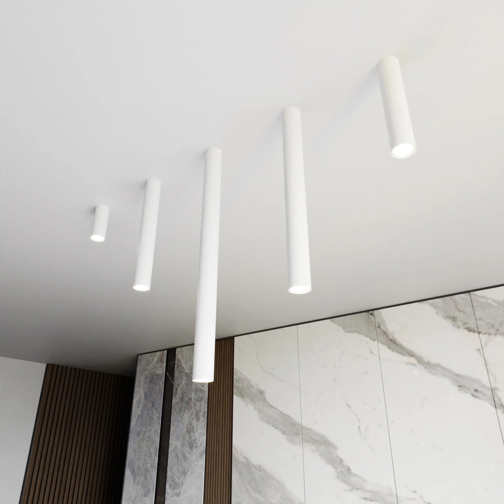 Plafoniera Moderna Faretto Marduk 1 Luce Acciaio Bianco 45 Cm