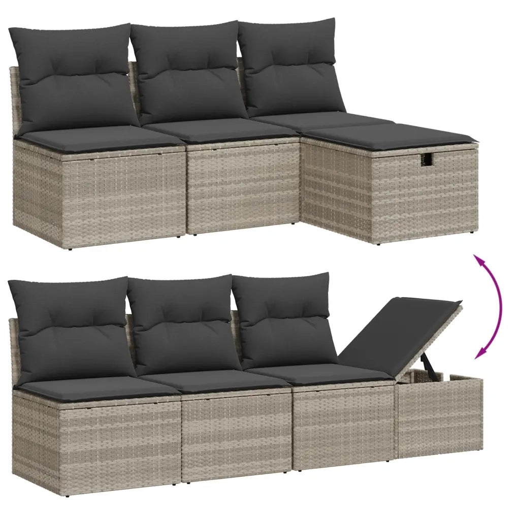 Set Divani da Giardino 7pz con Cuscini Grigio Chiaro Polyrattan 3264438