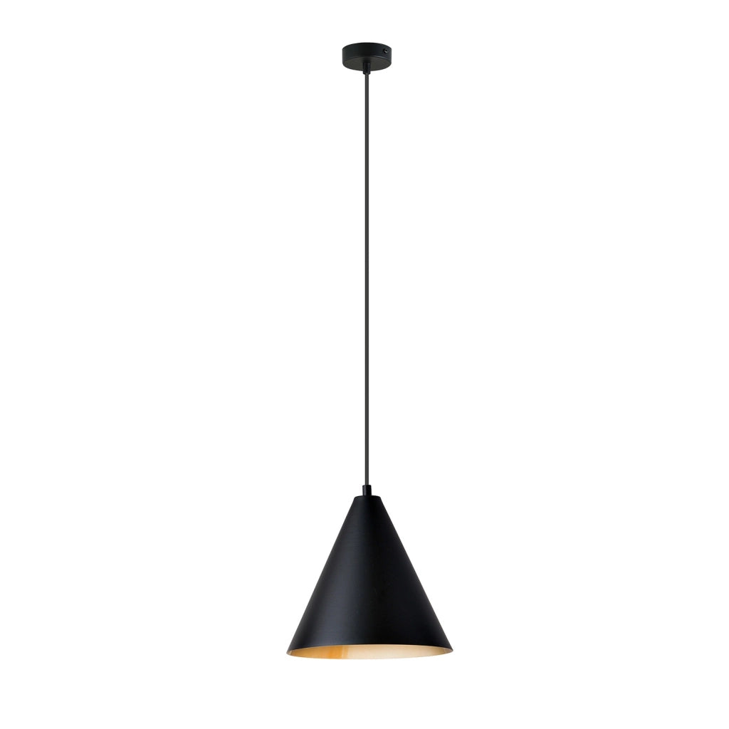 Sospensione Nordica Ninhursag 1 Luce In Acciaio Nero E Oro