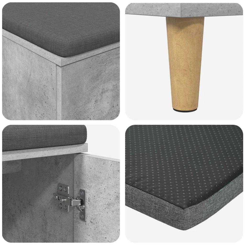 Panca per ingresso con cuscino Grigio Cemento 100 x 38 x 46 cm 891539