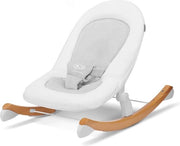Seggiolino per bambini, schienale in legno, facile da trasportare, con funzione regolabile, cinture di sicurezza regolabili, con imbottitura in piuma, certificato, bianco