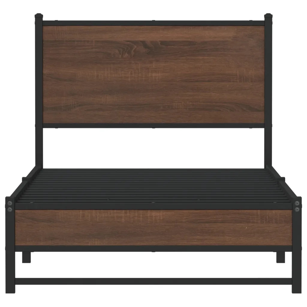 Letto singolo | Letto per adulti | Giroletto senza Materasso in Metallo Rovere Marrone 90x200 cm