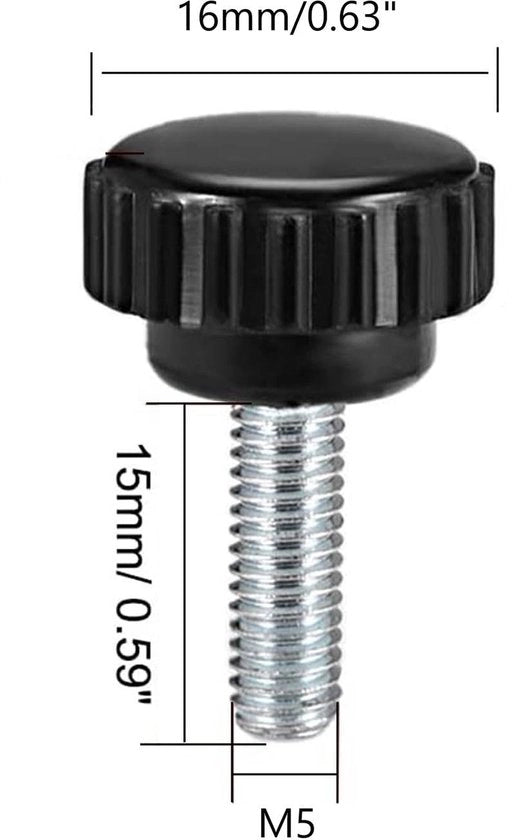 Accessori per tornio - Maniglia a vite a dado M5 x 15mm - 6 pezzi - Accessori per tornio - Materiale bakeliet/karbonio - Resistente allo scorrimento/Corrosione resistente - Maniglia a mano