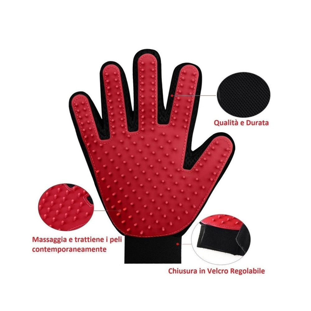 Trade Shop - Guanto Spazzola Cardatore Elimina Peli Corti E Lunghi Per Cane Gatto Glove Touch -