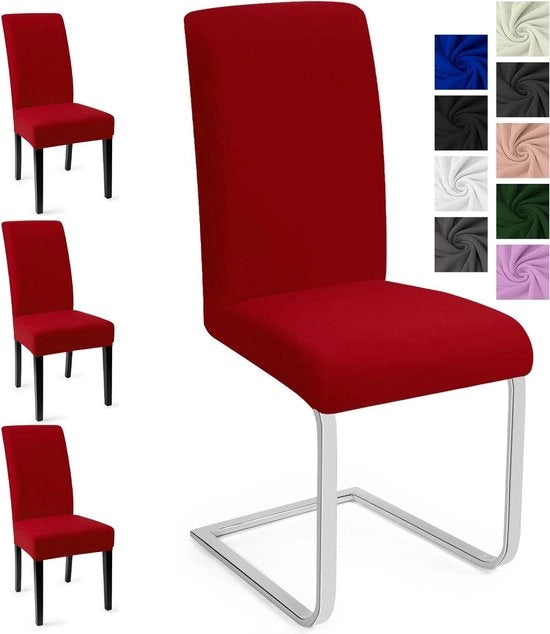 Set di 4 Coprispalla Universali per Sedie Strette - Coprispalla Moderno per Sedie - Coprispalla Rimovibile e Lavabile per Sala da Pranzo - Copertura per Sedie per Matrimonio - Festa - Casa - Hotel (Rosso)