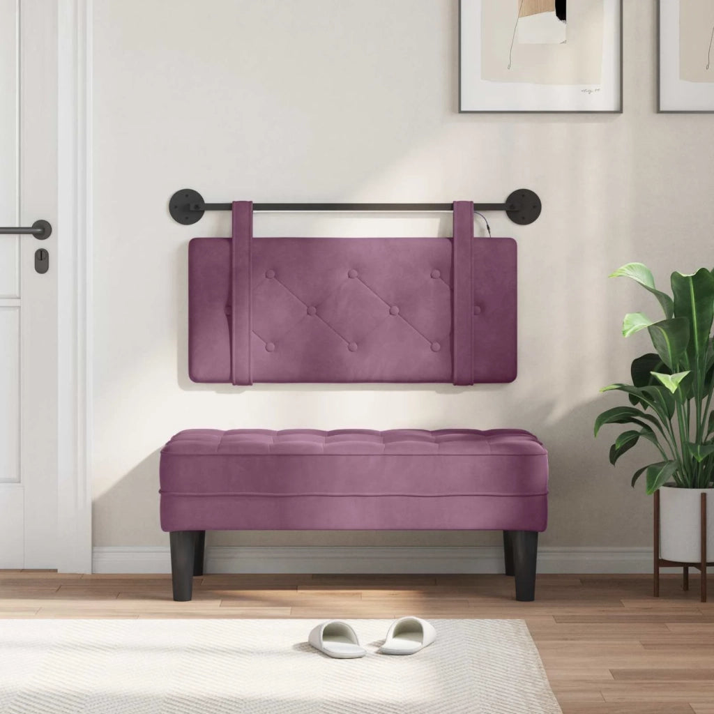Testiera sospesa Con luce LED Viola Velluto 3424097