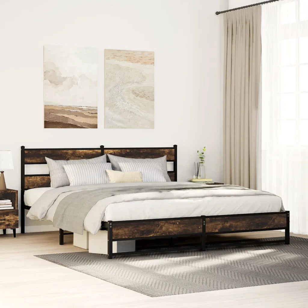 Giroletto senza Materaso in Metallo Rovere Fumo 180x200 cm