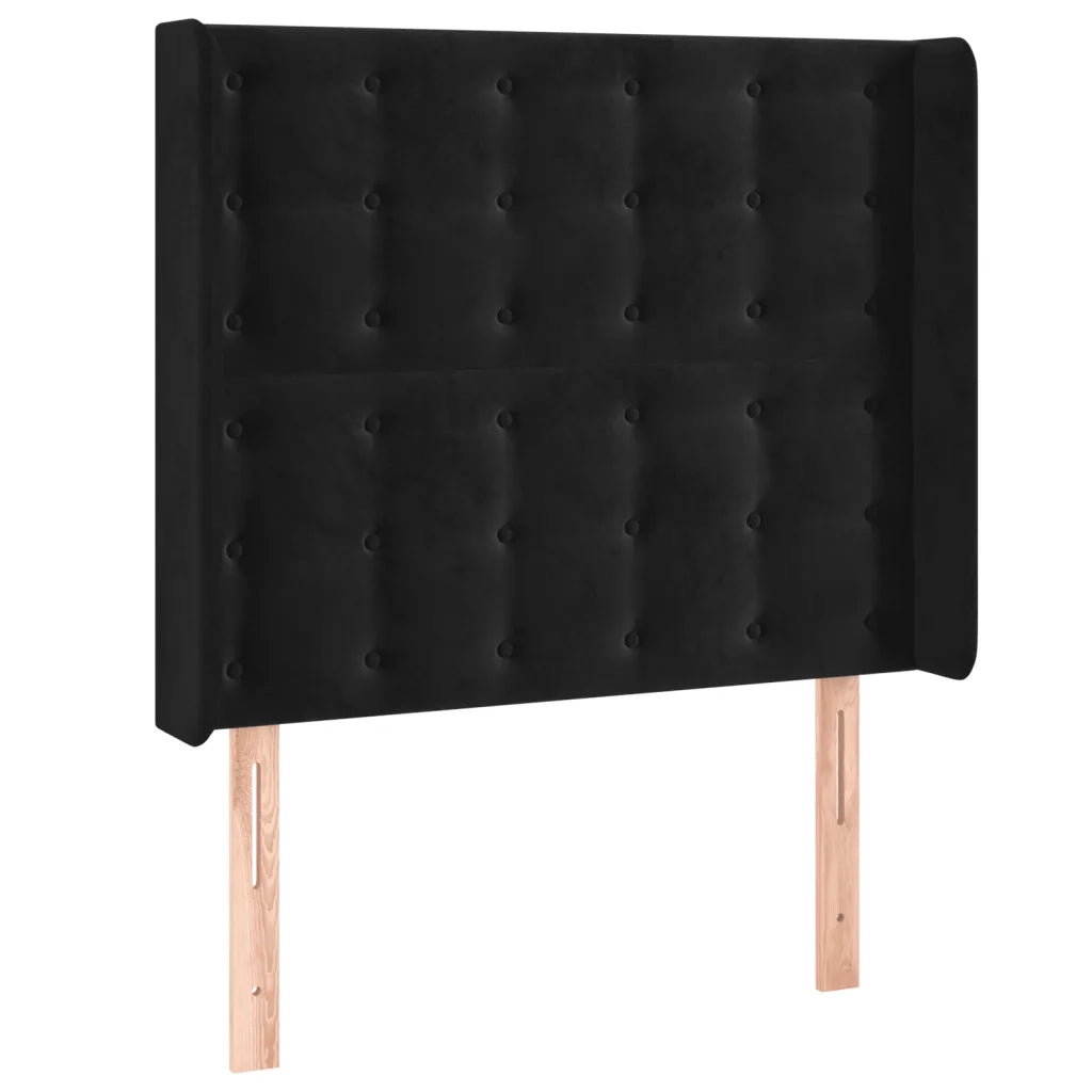 Testiera ad Orecchio-Testata con Orecchie Nera 93x16x118/128 cm in Velluto 338021