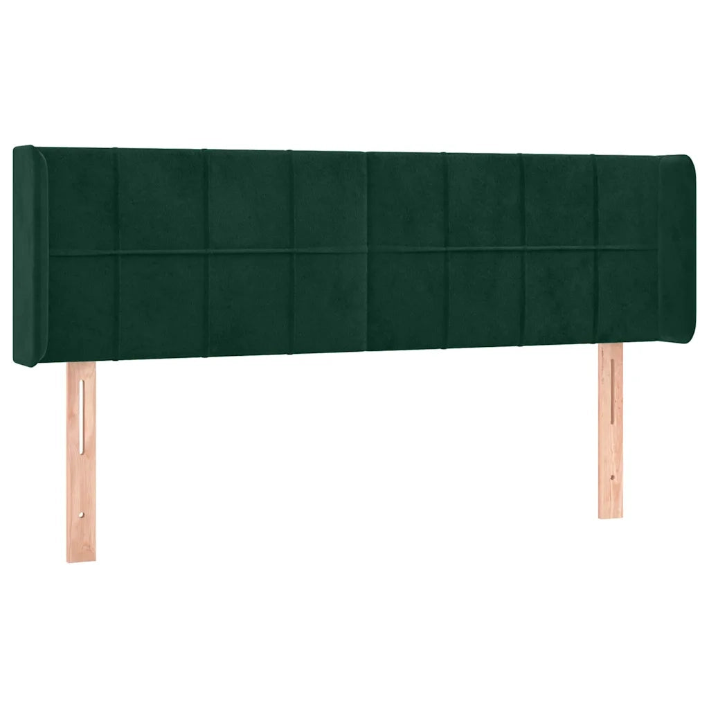 Testiera ad Orecchio-Testata con Orecchie Verde Scuro 147x16x78/88 cm in Velluto 451213