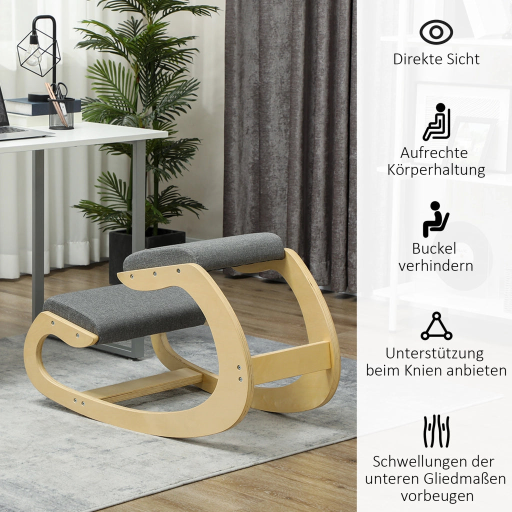 Sgabello ergonomico da ufficio con schienale ¨C Zephmum ¨C Grigio