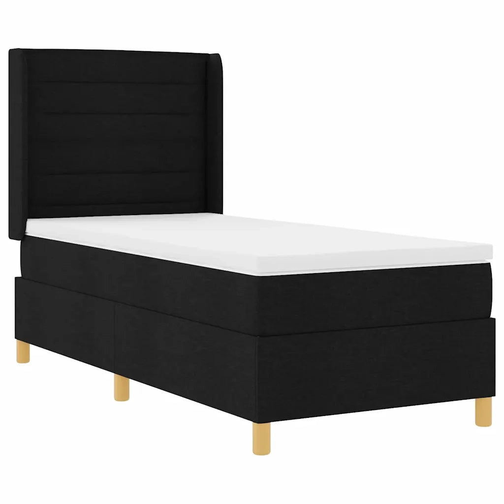 Letto a molle con materasso Nero 90 x 190 cm Tessuto