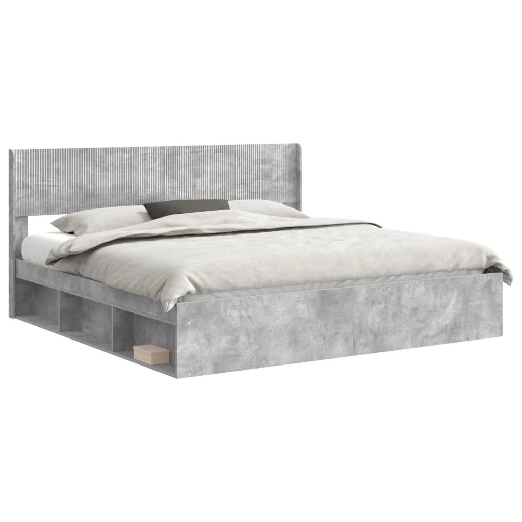Struttura del letto con stoccaggio e testata Grigio Cemento 3414182