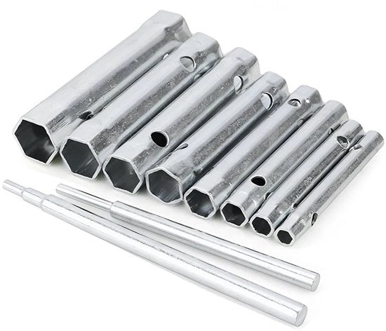 Set di chiavi a bussola 10 pezzi - Chiavi a bussola metriche 6-22 mm - Chiave a bussola - Chiave di drenaggio - Fatta in acciaio inossidabile - Duratura e praticità - Chiave di drenaggio a bussola