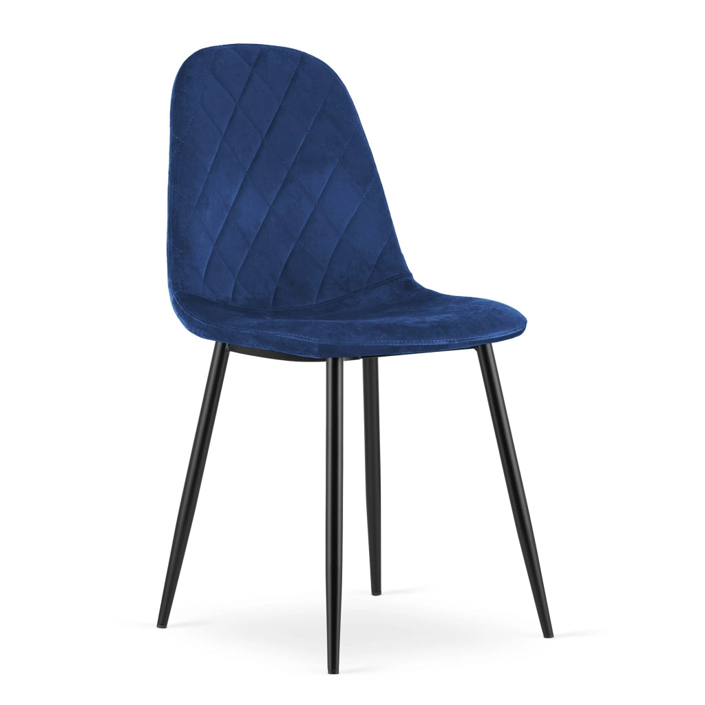 Sedia Valora DAPI in velluto blu navy con gambe in metallo x1