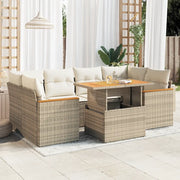 Set Divano da Giardino 6 pz con Cuscini Beige Polyrattan Acacia 3327453