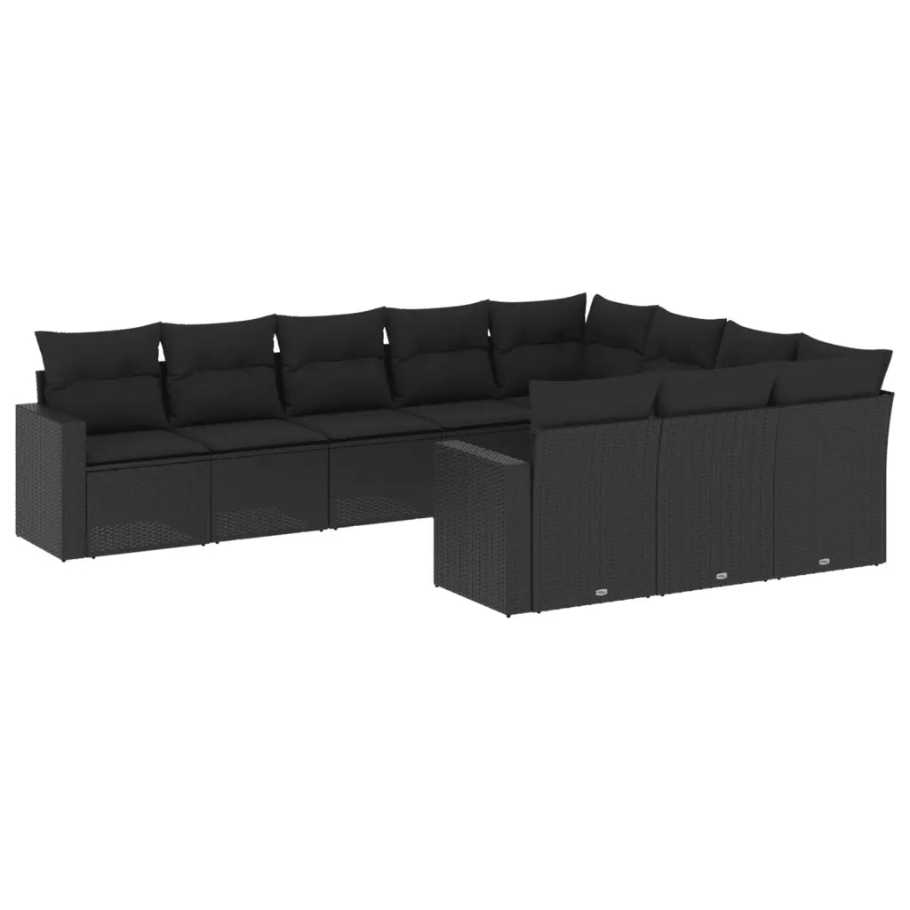 Set Divani da Giardino 10pz con Cuscini in Polyrattan Nero 3219475