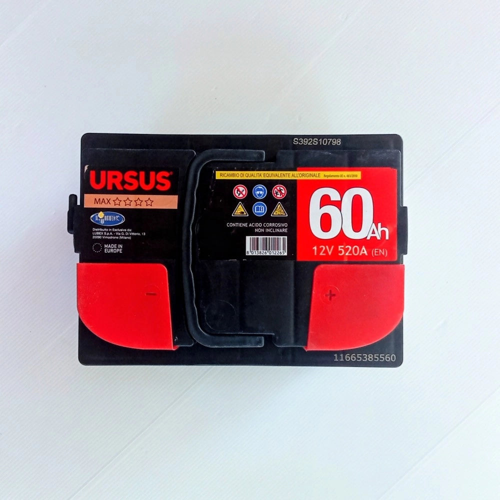 Ursus batteria auto da 60ah dx, 12v, spunto 520a, l 242 x p 175 x h 190mm