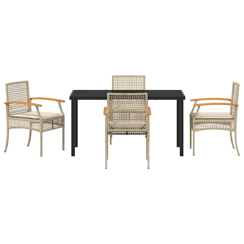 Set da Pranzo per Giardino 5 pcs Beige polyrattan