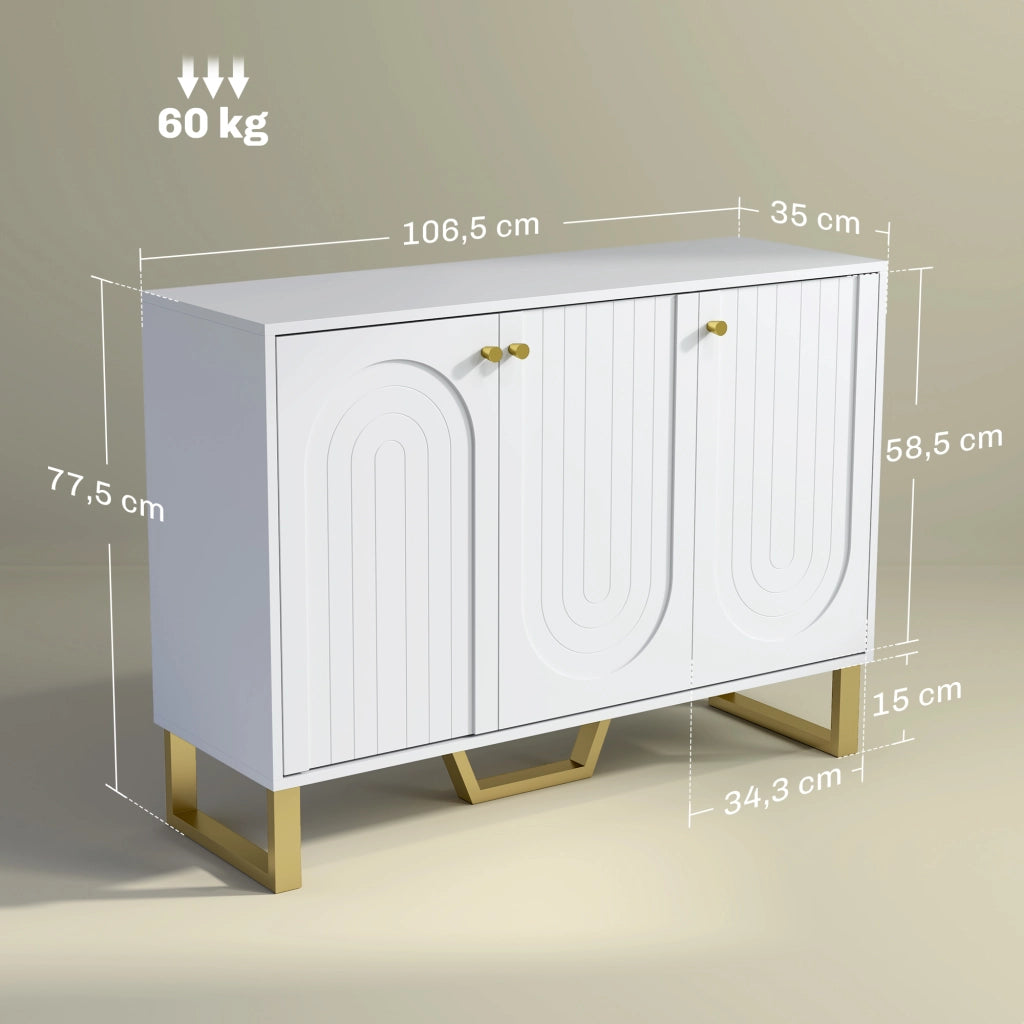 Mobile TV con cassetti e scaffali regolabili ¨C Minimal ¨C 106.5x35x77.5 cm, bianco