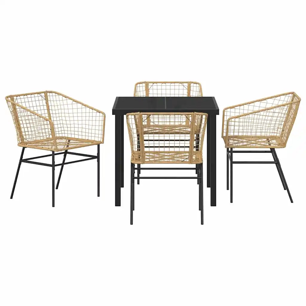 Set da Pranzo per Giardino 5 pcs Marrone polyrattan