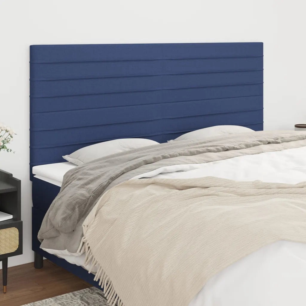 Testiera-Testata-Testiera Decorativa Blu 160x5x118/128 cm Tessuto 986293