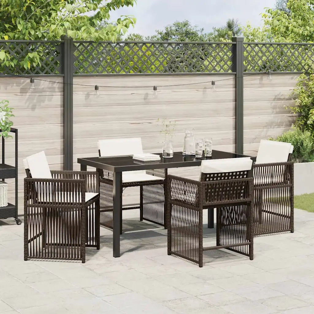 Set da Pranzo per Giardino 5 pcs Marrone polyrattan