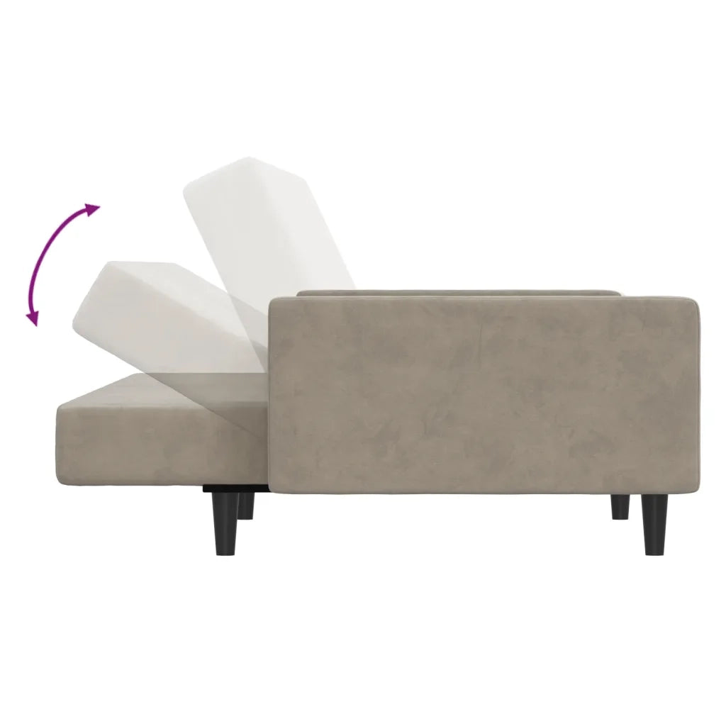 Divano letto | Sof¨¤ letto | Letto singolo a 2 Posti Grigio Chiaro in Velluto