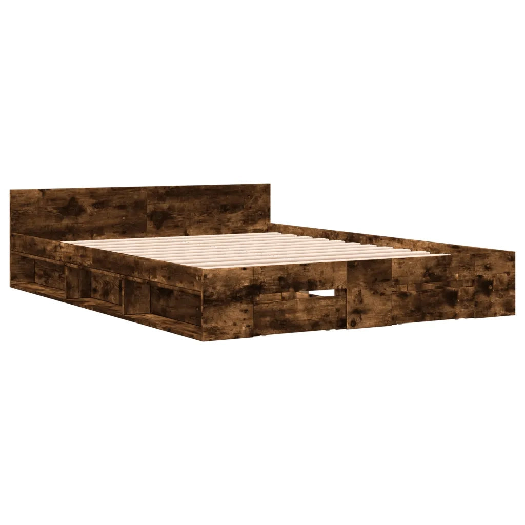 Giroletto con Cassetti-Struttura Letto con contenitore Rovere Fumo 120x200 cm Legno Multistrato 254953