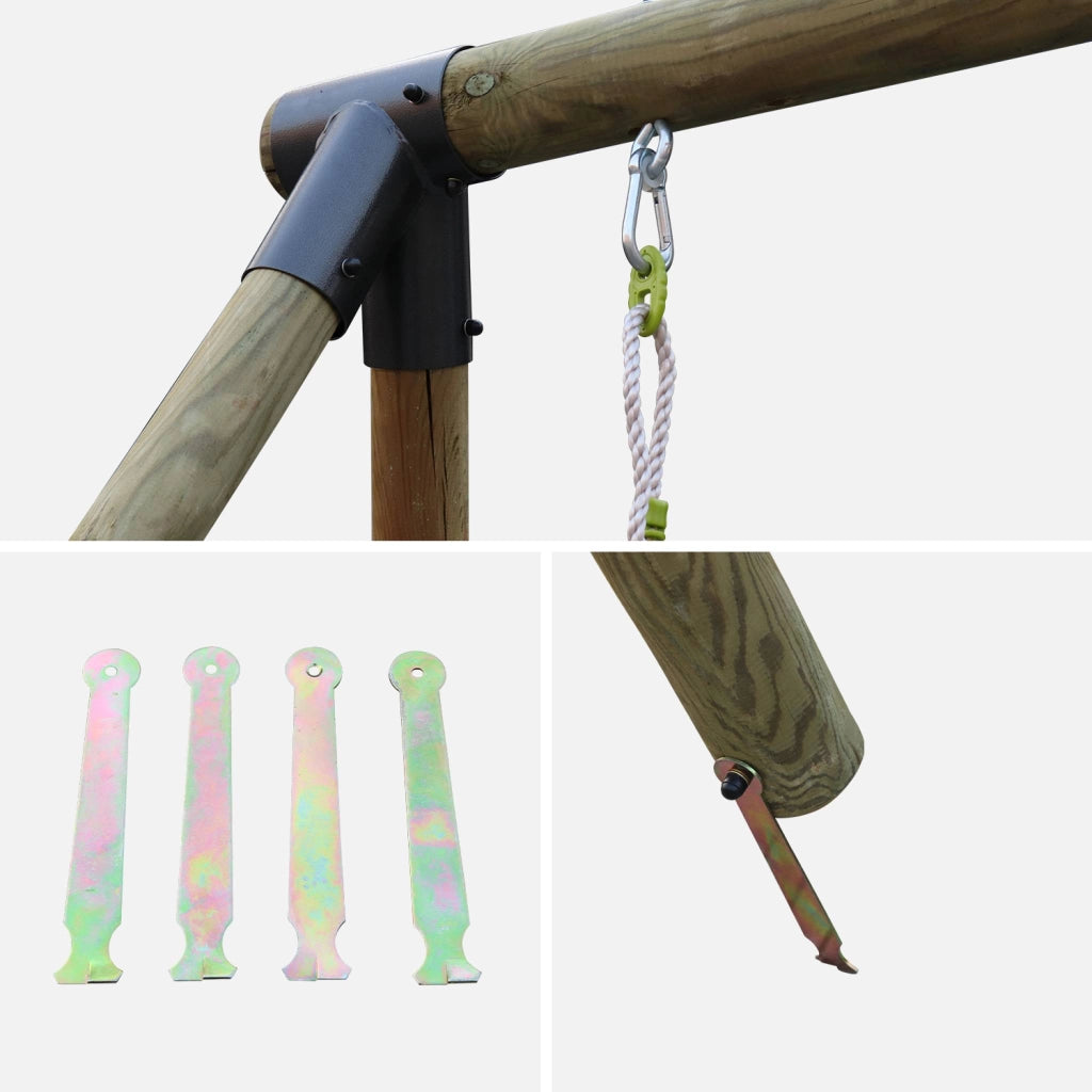 Altalene da giardino con scivolo, 6 posti, verde