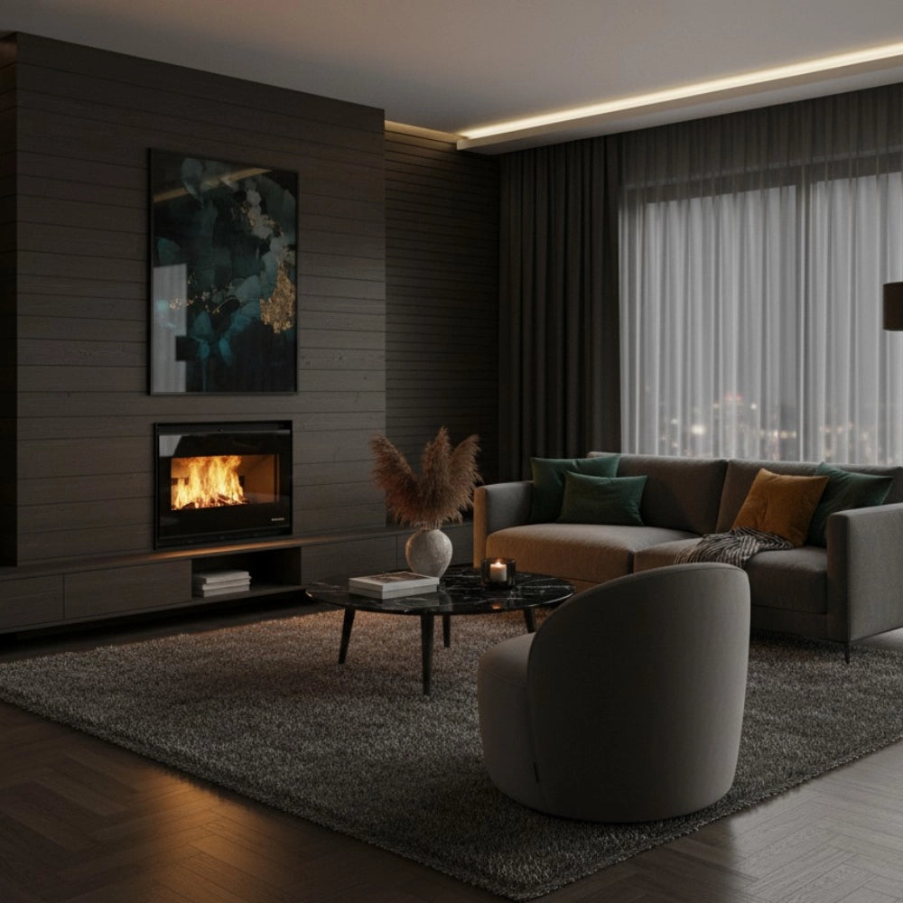 Caminetto a legna inserimento convezione naturale focolare thermofix base ghisa *** misure gtm80, confezione 1