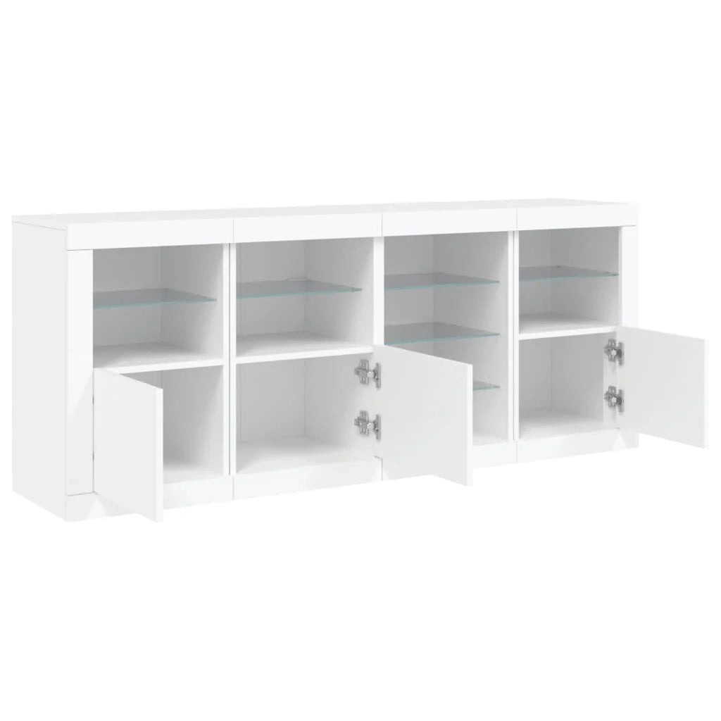 Buffet credenza cassettiera armadio mobile contenitore organizer per cucina soggiorno salotto con luci LED 164 x 37 x 67 cm bianco 02_0029836