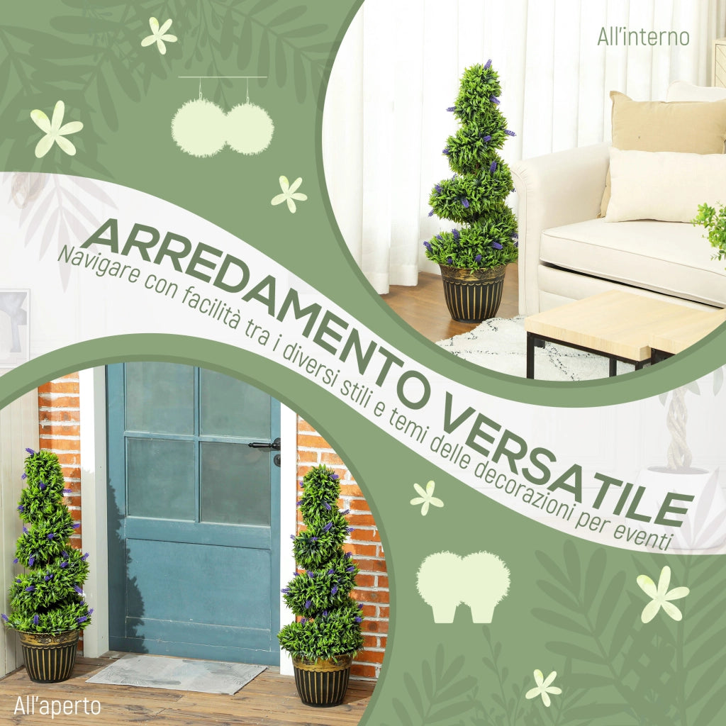 Set 2 Piante Artificiali Spirale PE ¨C Xylo ¨C Verde Blu 90cm con Vaso