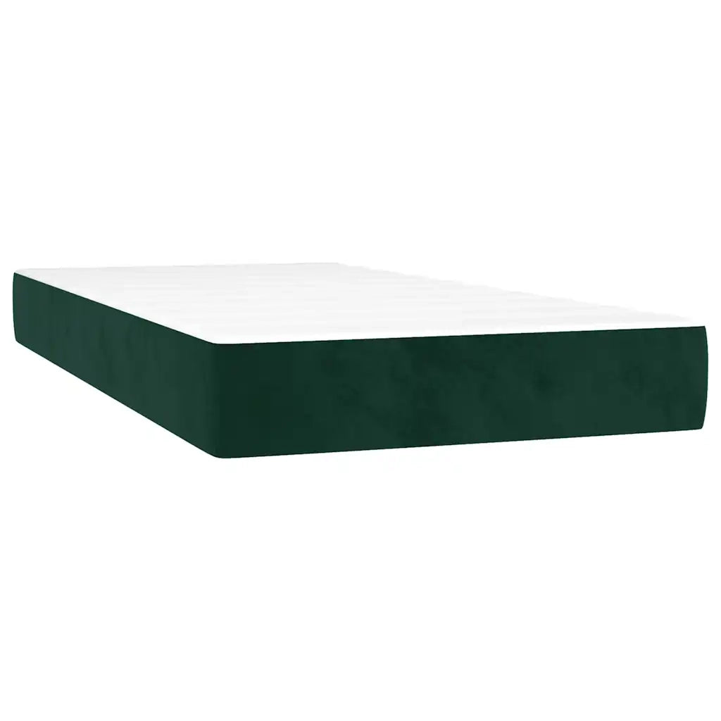 Letto a Molle con Materasso e LED Verde Scuro 100x200cm Velluto 3134630