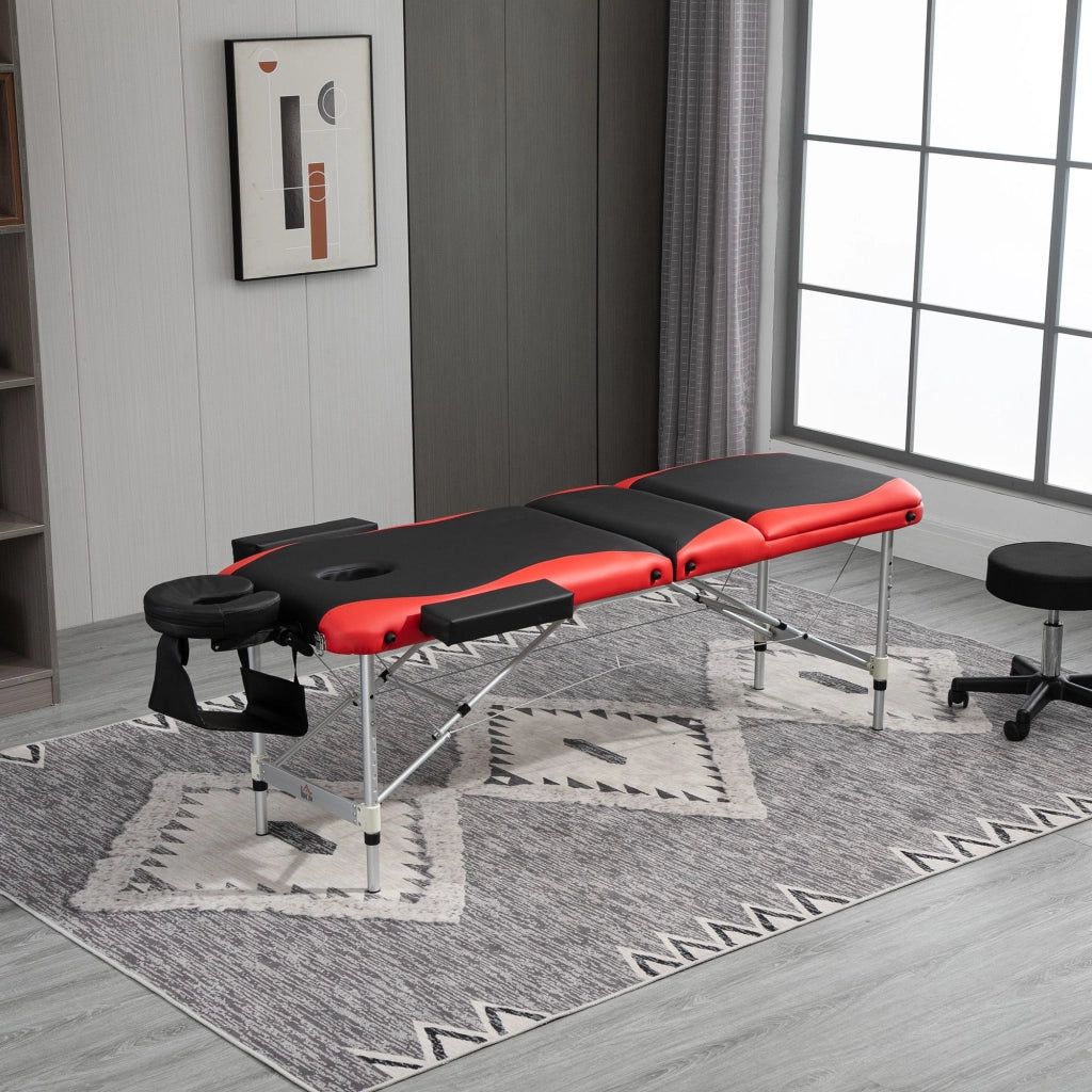 Letto Massaggio Portatile con Testiera e Braccioli ¨C zephmum ¨C Rosso