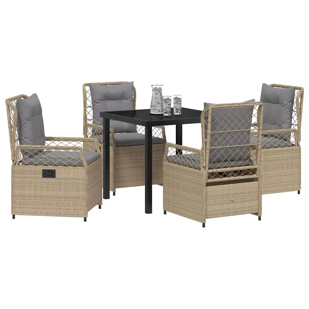 Set da Pranzo per Giardino 5 pcs Beige e Grigio Chiaro