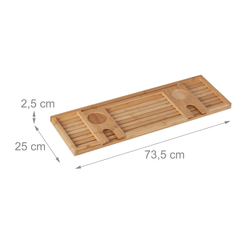 Spazioso ponte per vasca da bagno con pratico portabici 80 x 20 x 10 cm in bambù naturale 13_0012630