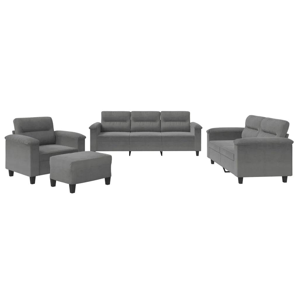 Set Divani 4 pz con Cuscini Grigio Scuro in Tessuto Microfibra 3202298