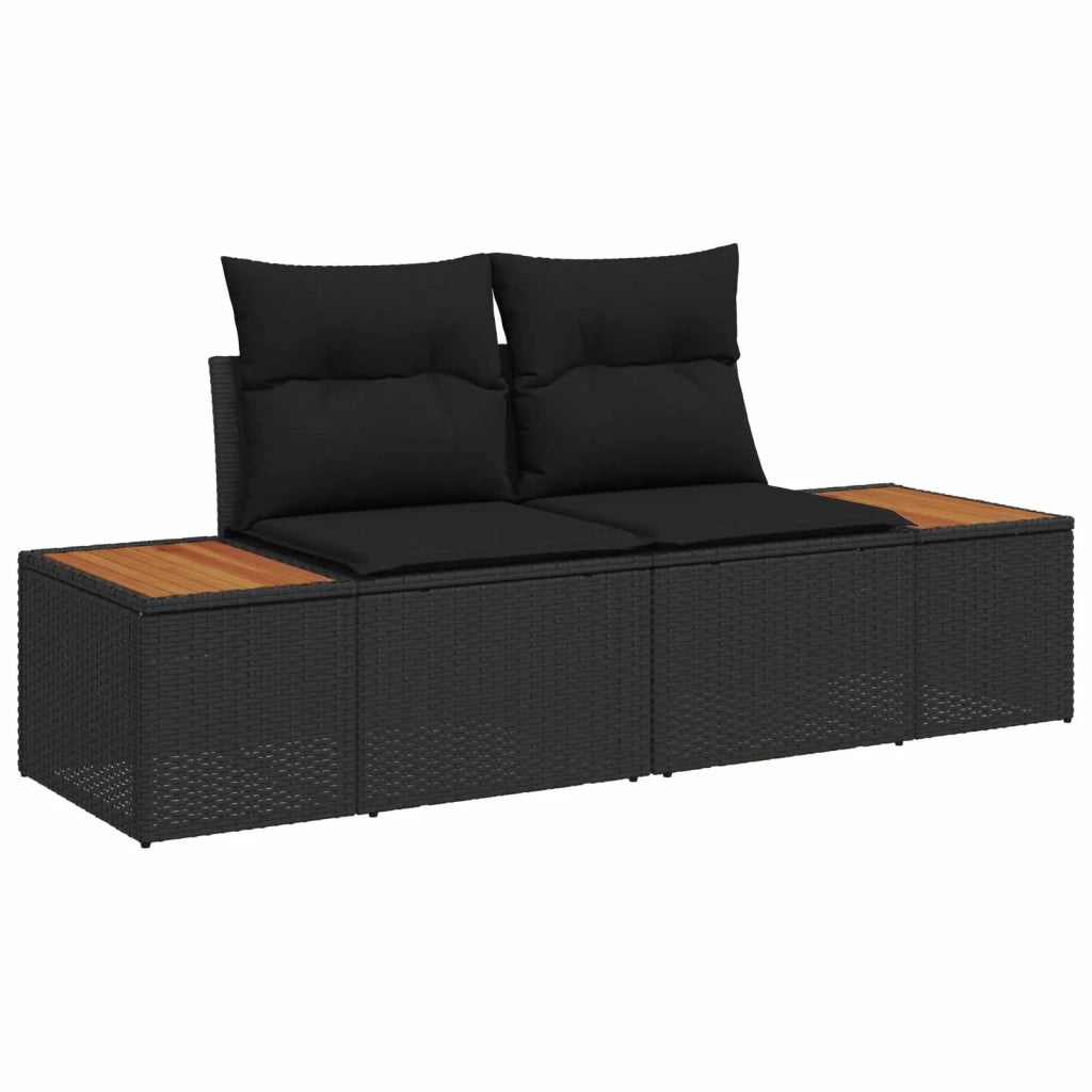 Set Divano da Giardino 9 pcs Nero polyrattan