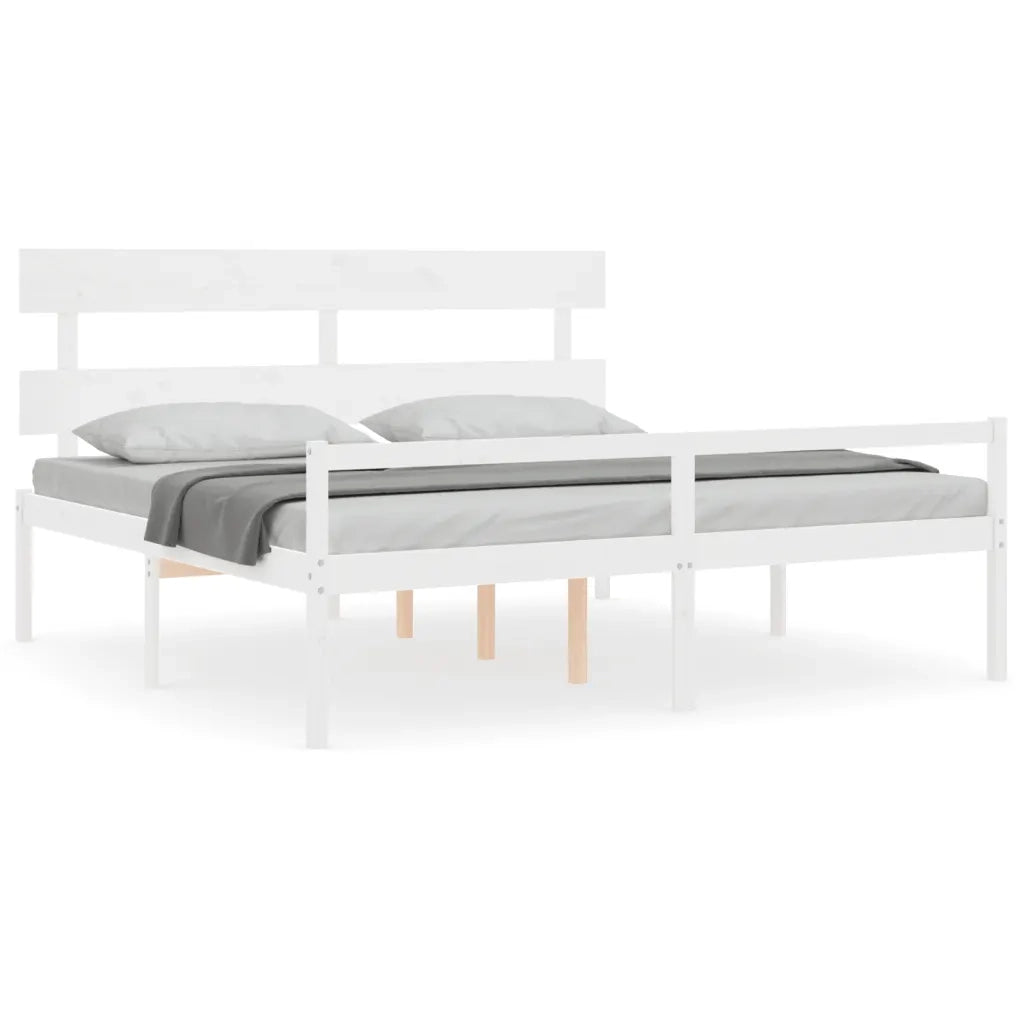 Letto per Anziani con Testiera Bianco Super King Legno Massello 3195367