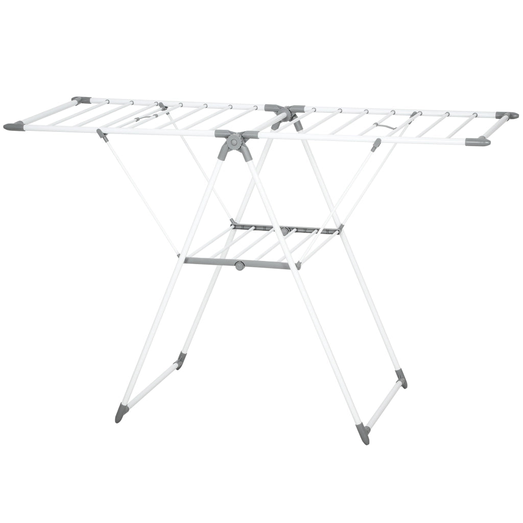 Stendibiancheria a 2 Livelli Regolabile ¨C Xylo ¨C Metallo e Plastica, 156.5x61.5x97 cm, Bianco