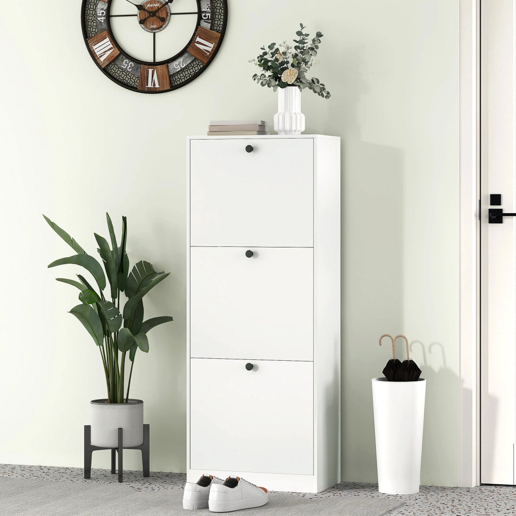Scarpiera con 3 cassetti ¨C Xylo ¨C Bianco truciolato, 12 paia