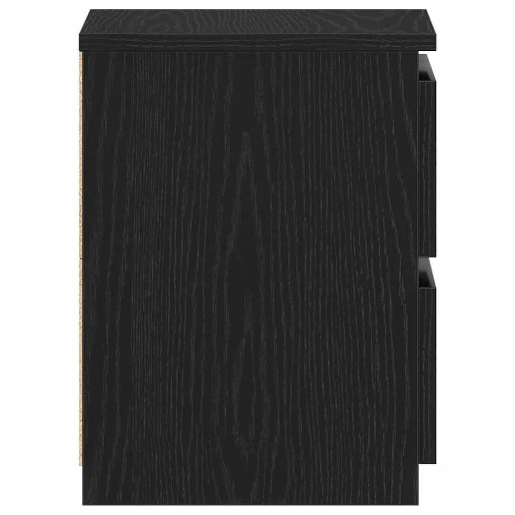 Armadio da Notte con cassetto 2 pcs Rovere Nero 30 x 30 x 40 cm 861989