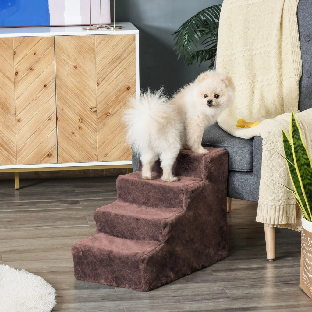 Letto per Cane con Scalinata ¨C Minimal ¨C 60x35x44 cm Marrone Lavabile