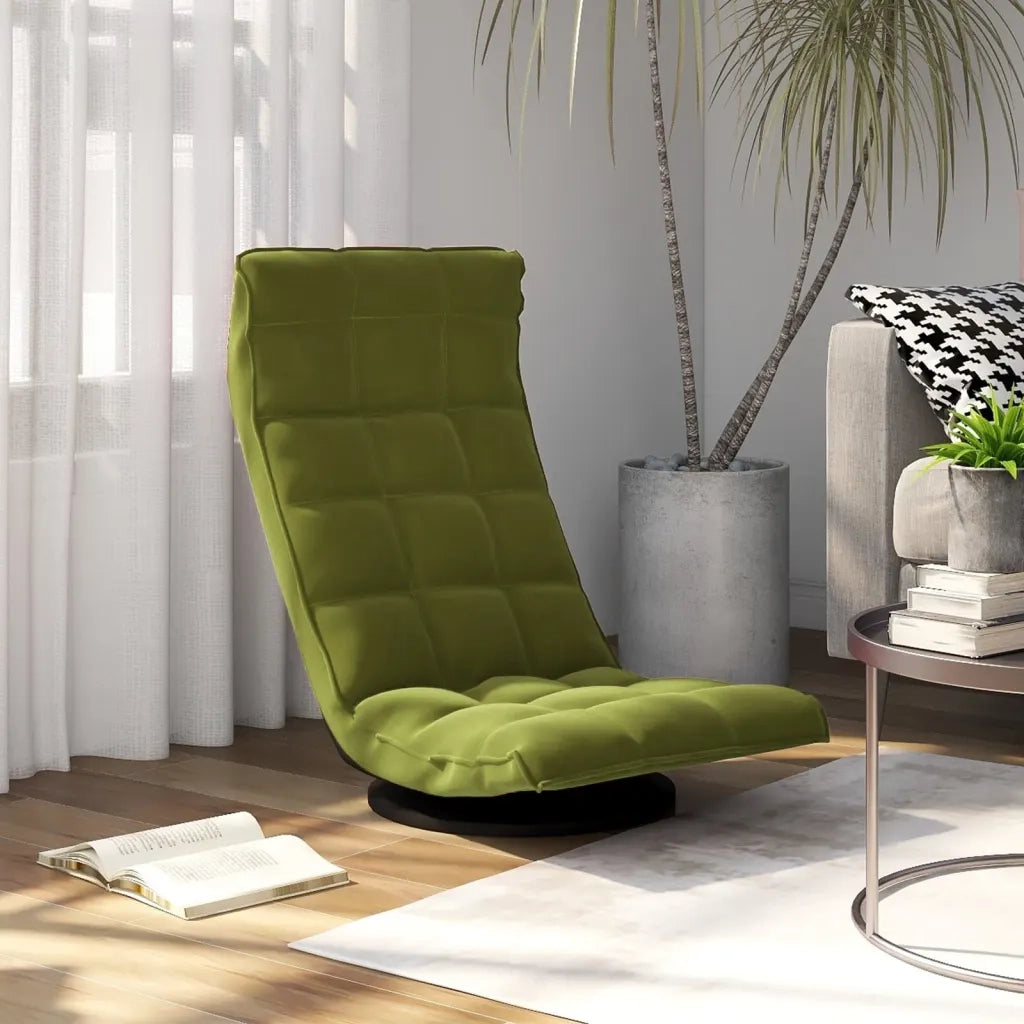 Sedia da Pavimento Girevole Verde Chiaro in Velluto 336567