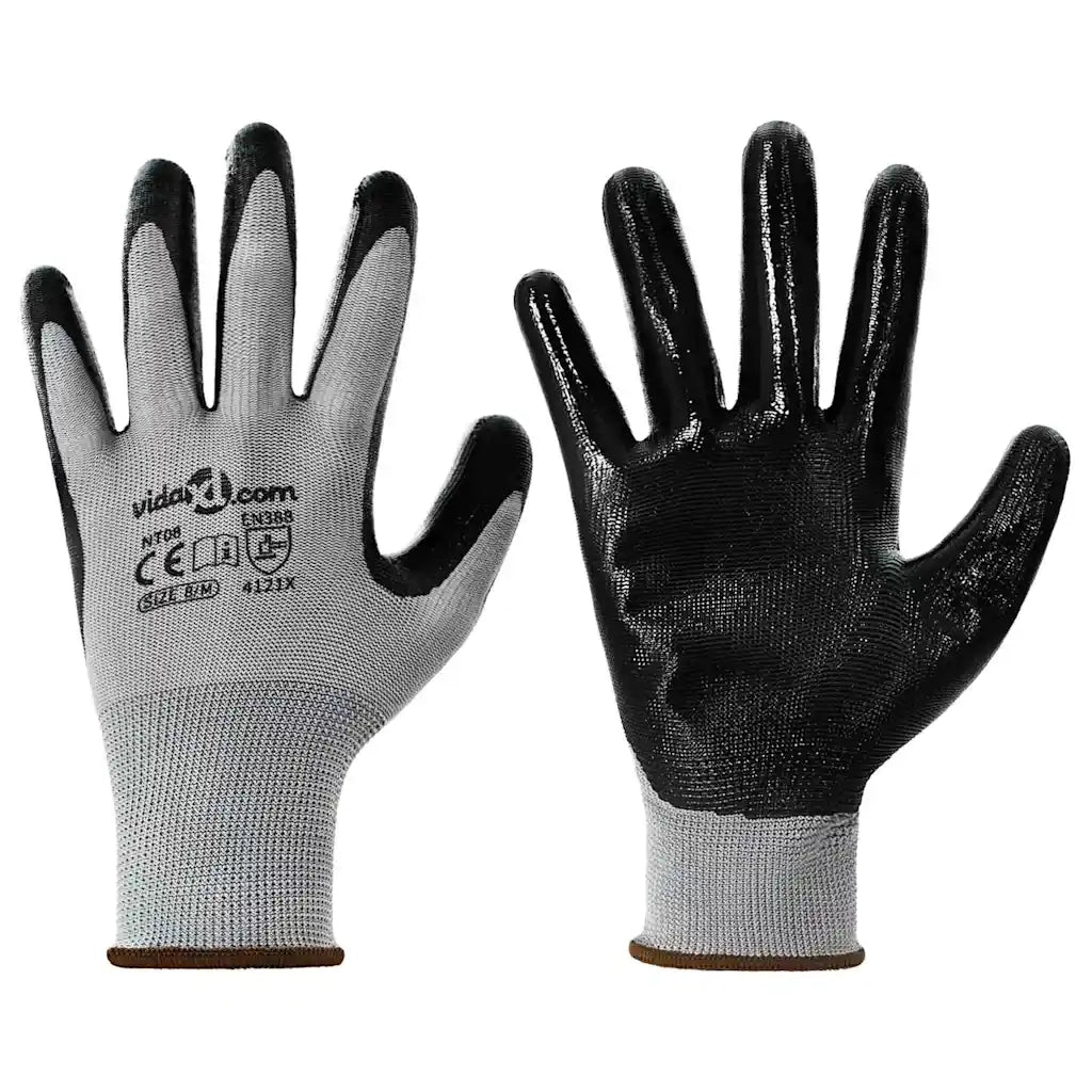 Guanti da Lavoro 12 pz Grigio e Nero 8 / m Poliestere CFW9683084
