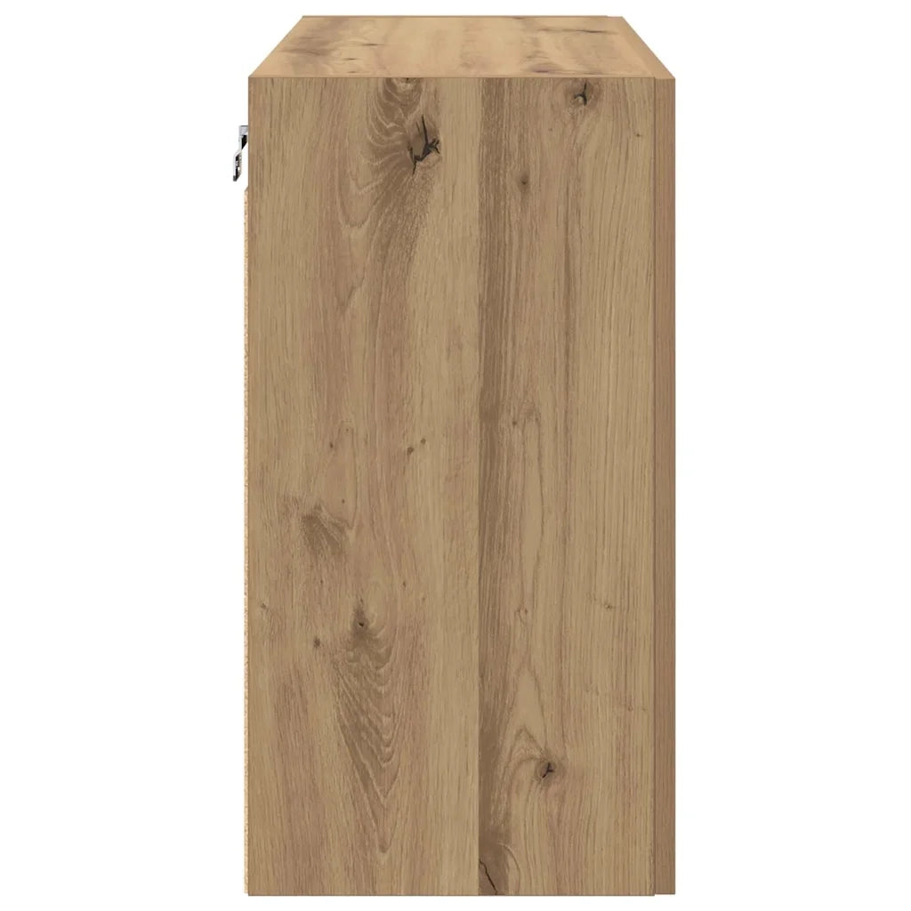 Mobiletto a muro moderno contenitore a parete 60 x 31 x 60 cm design elegante finitura in rovere ingegnerizzato realizzato artigianalmente 02_0052492