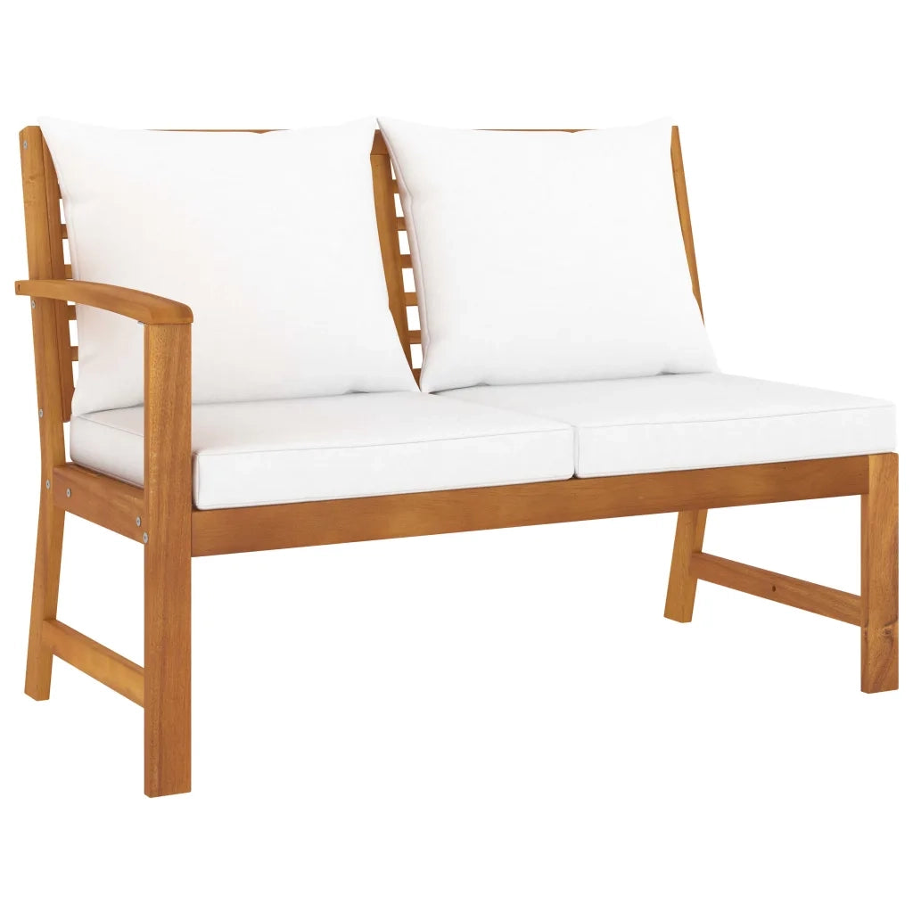 Set Divani da Giardino 9 pz con Cuscini Crema in Legno Acacia