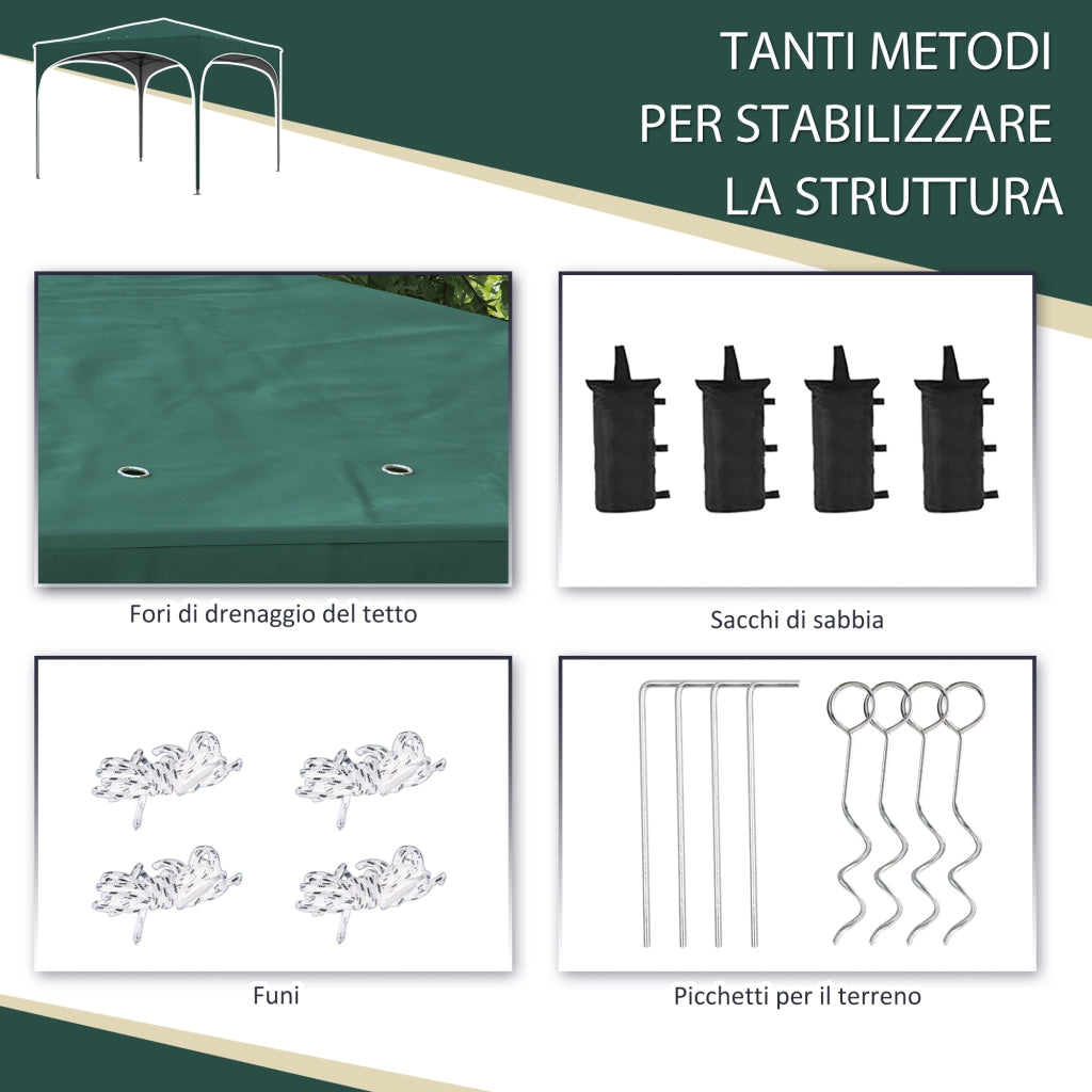 Gazebo da Giardino ¨C Minimal ¨C Verde, Metallo