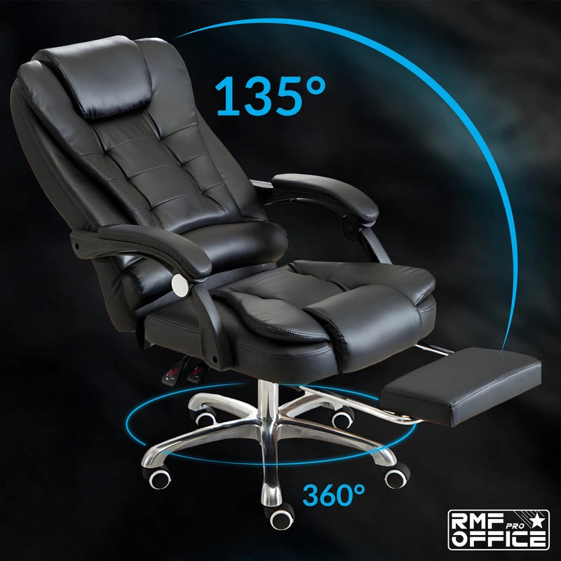 SEDIA DA UFFICIO ERGONOMICA RECLINABILE REGOLABILE IN ALTEZZA CON POGGIA PIEDI NERA