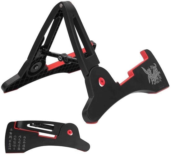 Sostegno per Chitarra - Sostegno Portatile da Pieghevole - Stabile e Compattabile - Nero - Adatto per Chitarre Acustiche e Elettriche - Ideale per Tutto il Giorno